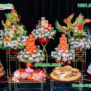 Gói 1001.9RP-HT : Lễ ăn hỏi 9 tráp Rồng Phượng HOA TƯƠI
