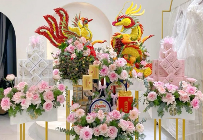 Tráp ăn hỏi 5 tráp hiện đại tại Long Biên