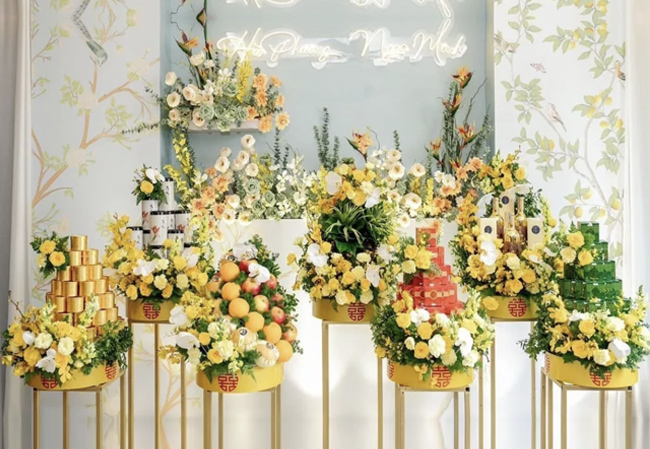 Tráp ăn hỏi 7 tráp hiện đại tại Long Biên